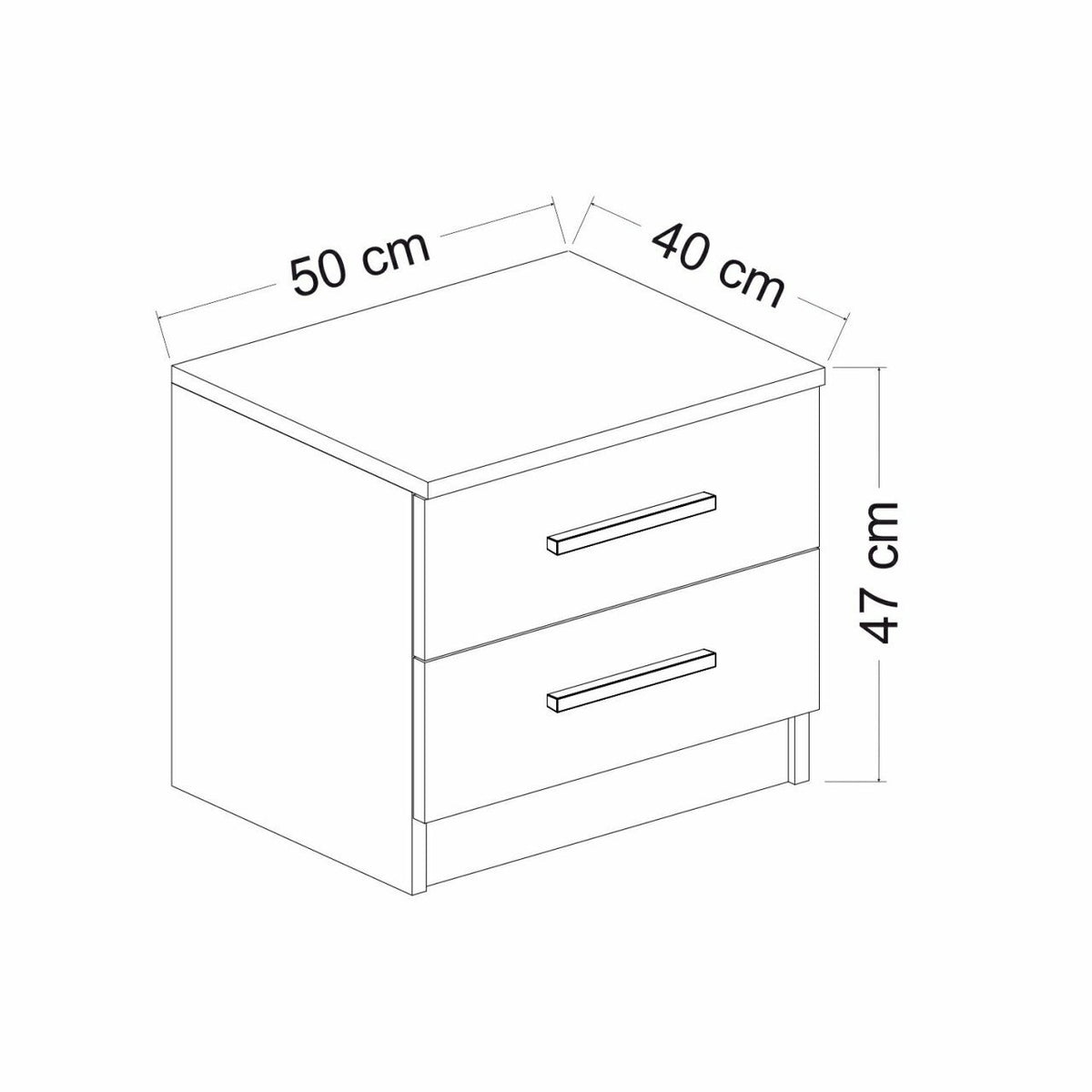 Bedside tables - Bedside table Kale Anthracite Melamine 50x40x47 cm - Dimehouse