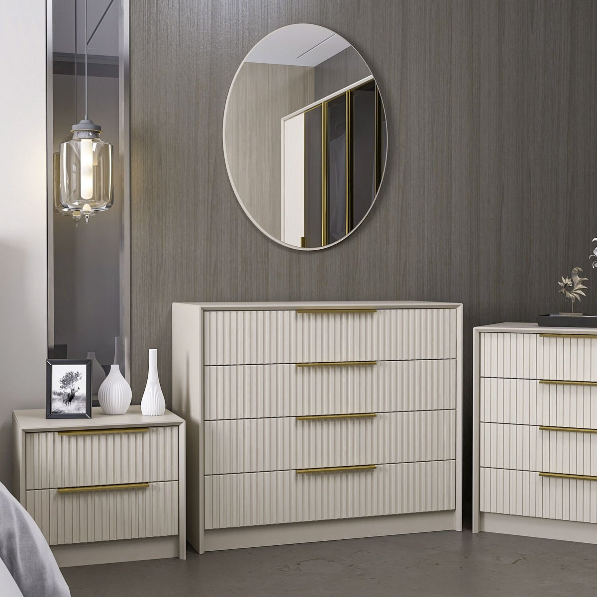 Chests of drawers - Chest of drawers Bare Luxury Stone Melamine 100x85x45 cm - Dimehouse