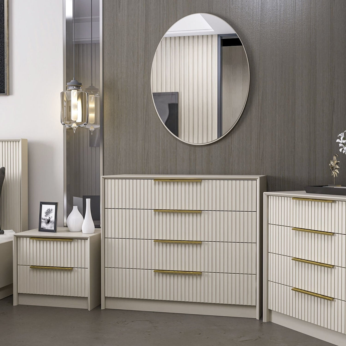 Chests of drawers - Chest of drawers Bare Luxury Stone Melamine 100x85x45 cm - Dimehouse