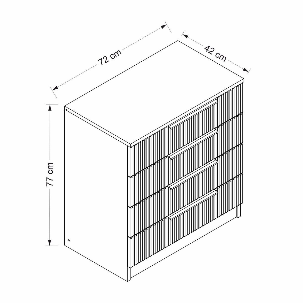 Chests of drawers - Chest of drawers Bare White Melamine 72x77x42 cm - Dimehouse