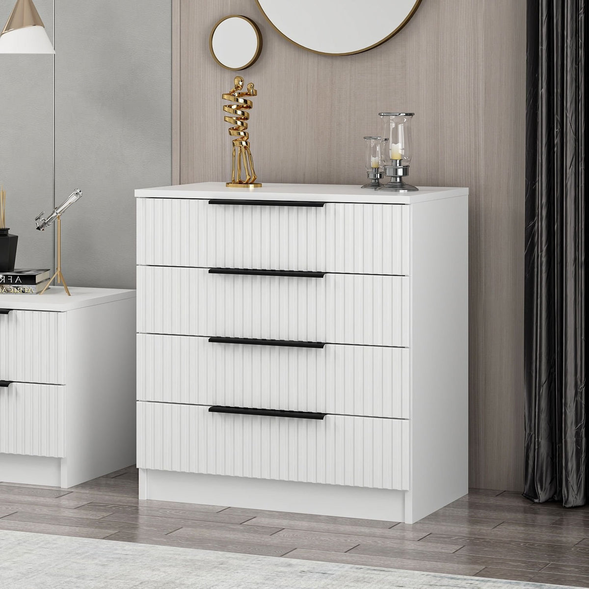 Chests of drawers - Chest of drawers Bare White Melamine 72x77x42 cm - Dimehouse