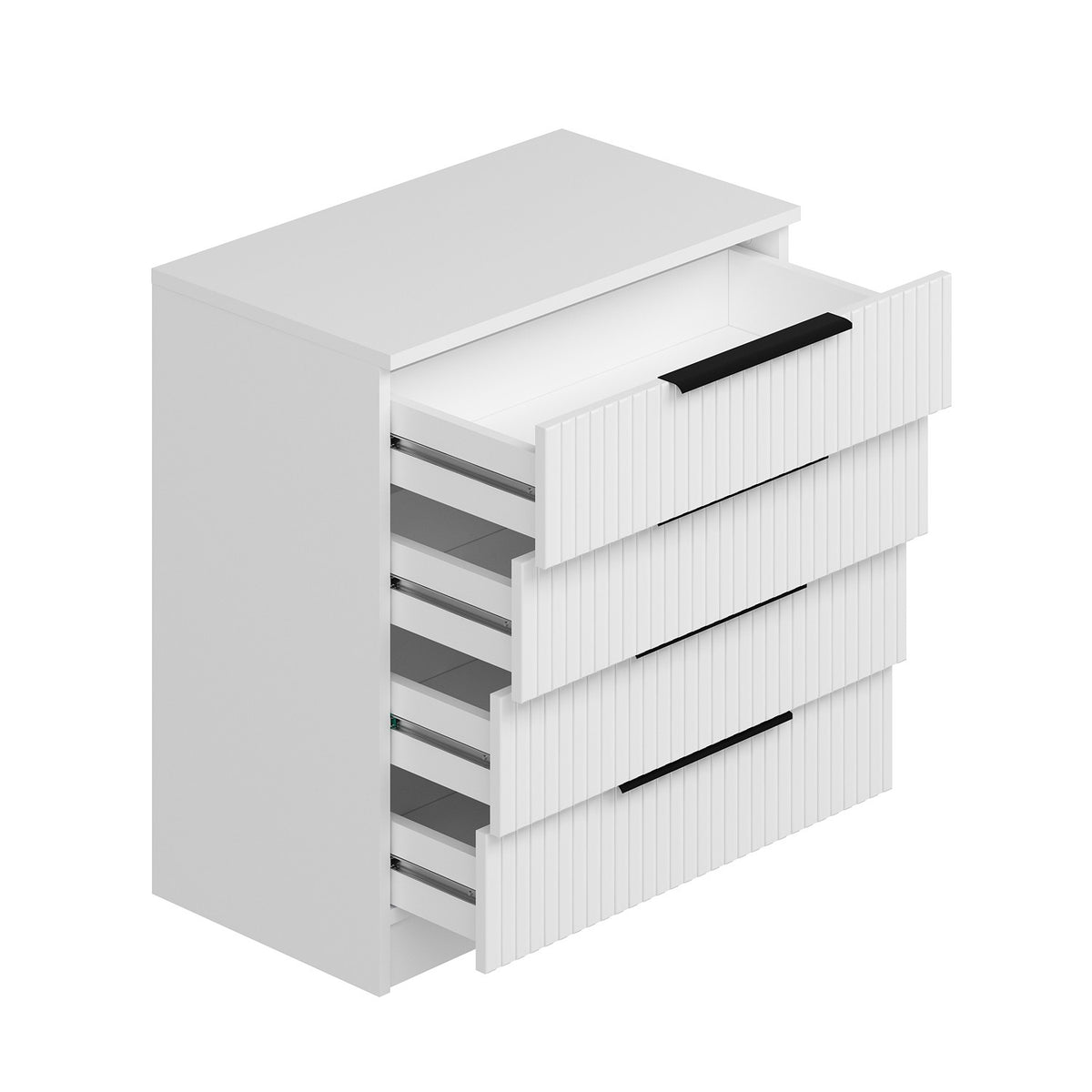 Chests of drawers - Chest of drawers Bare White Melamine 72x77x42 cm - Dimehouse