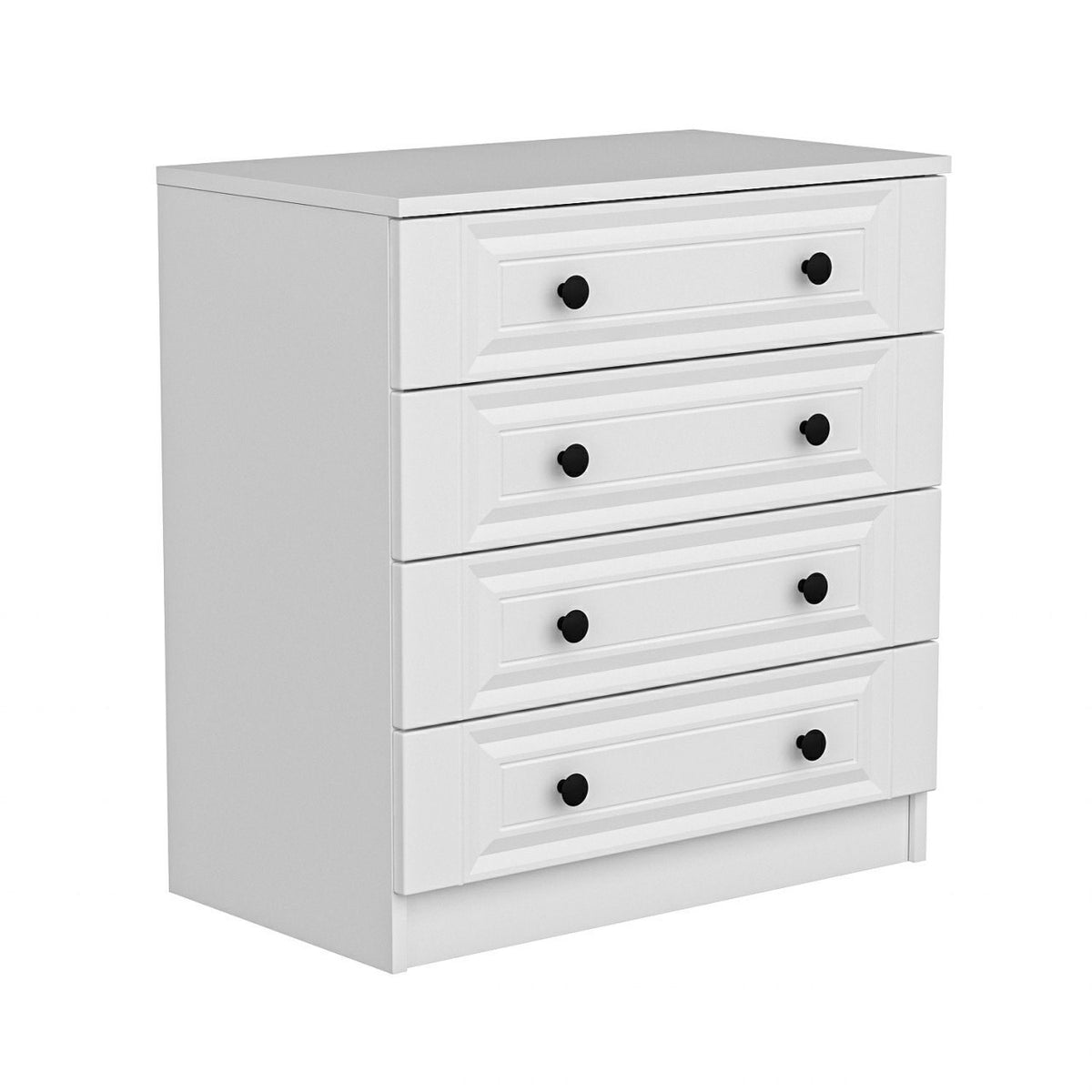 Chests of drawers - Chest of drawers Bare White with Knobs Melamine 72x77x42 cm - Dimehouse
