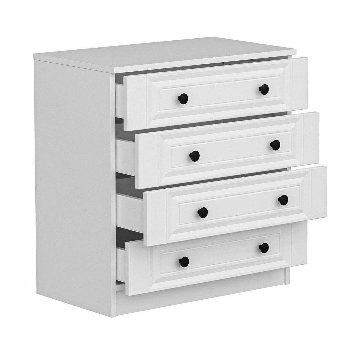 Chests of drawers - Chest of drawers Bare White with Knobs Melamine 72x77x42 cm - Dimehouse
