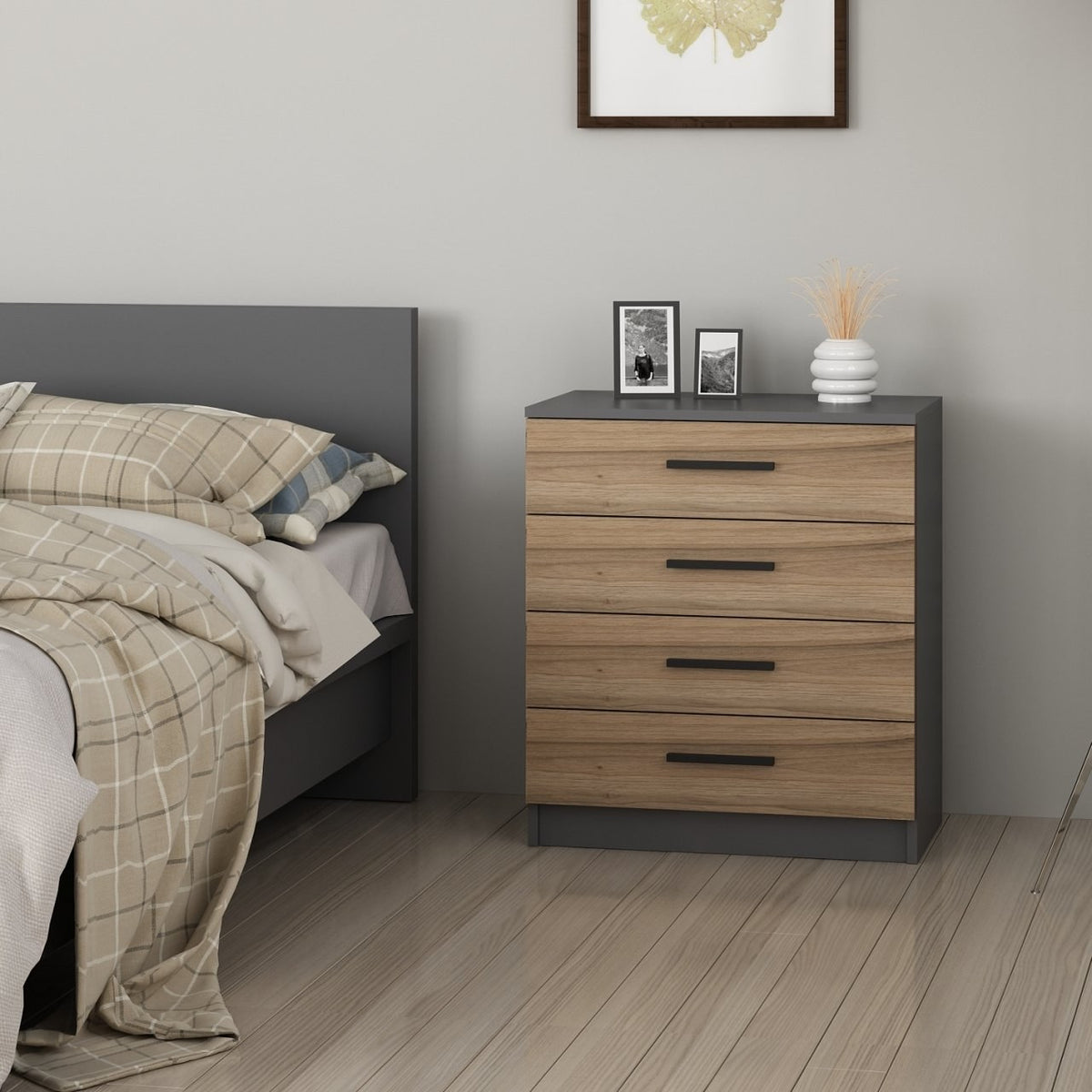 Chests of drawers - Chest of drawers Bare Walnut Melamine 70x42x79 cm - Dimehouse