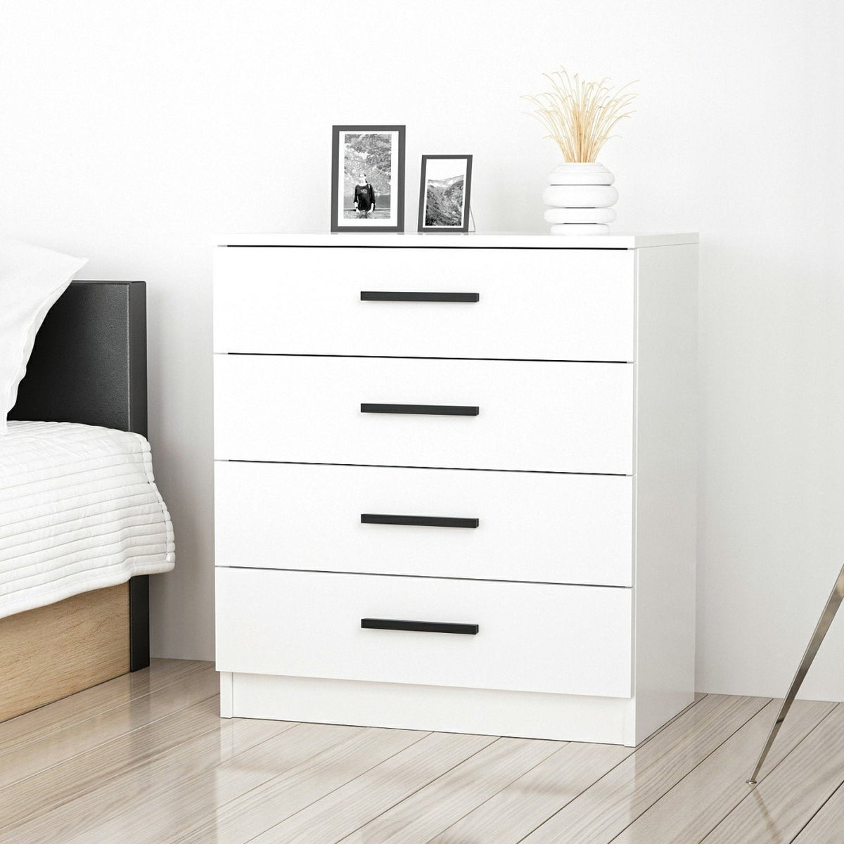 Chests of drawers - Chest of drawers Bare White Melamine 70x42x79 cm - Dimehouse