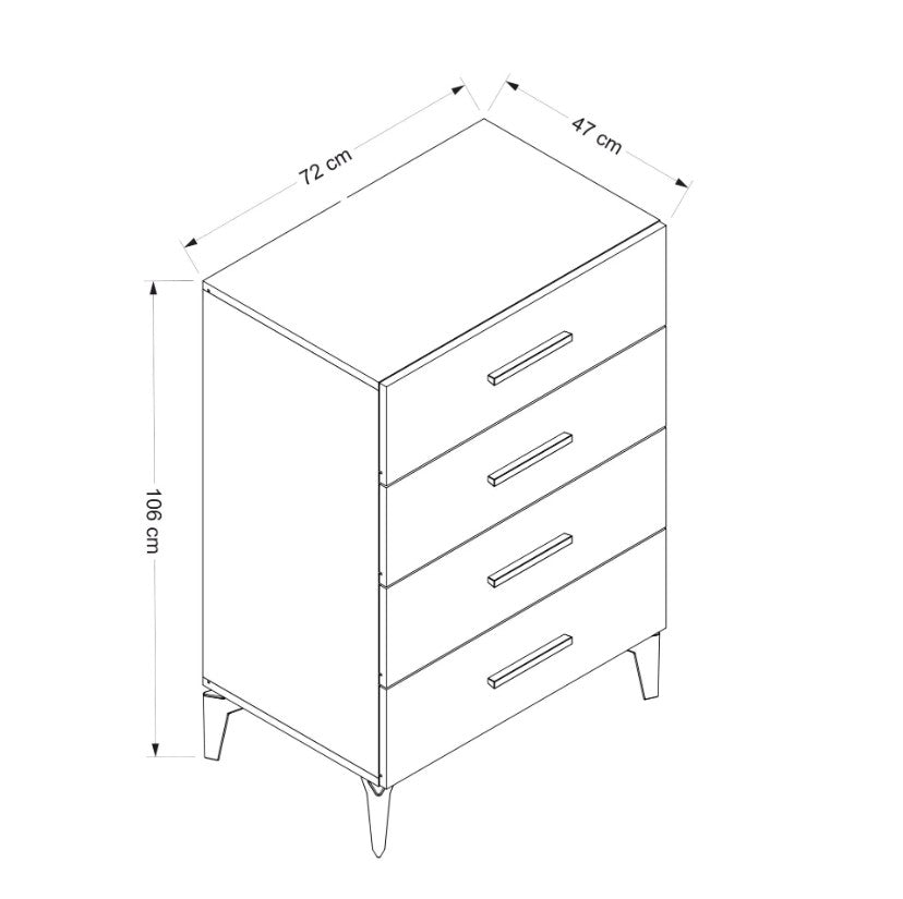 Chests of drawers - Chest of drawers Bare White Melamine 72x106x47 cm - Dimehouse
