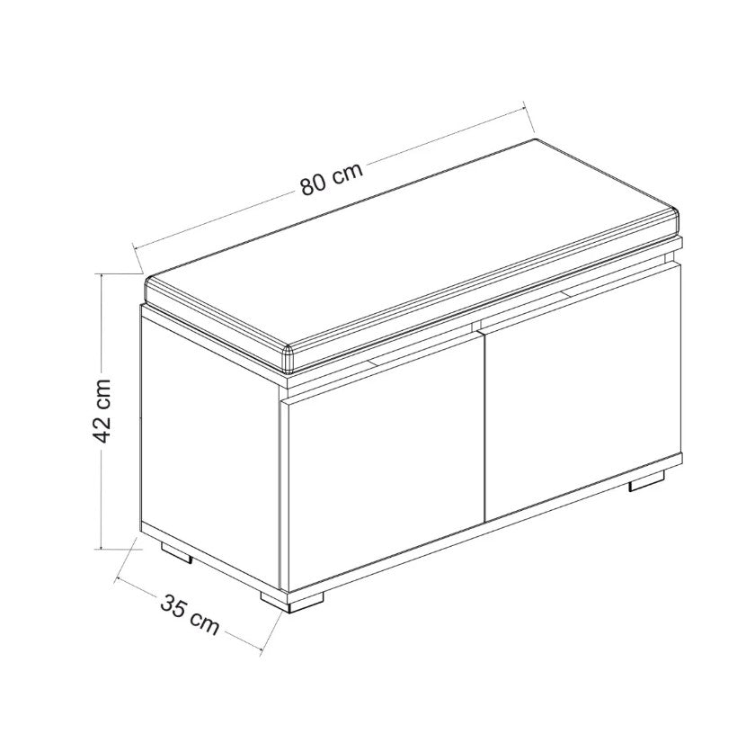 Shoe cabinets - Shoe cabinet Drago White Melamine 80x42x35 cm - Dimehouse