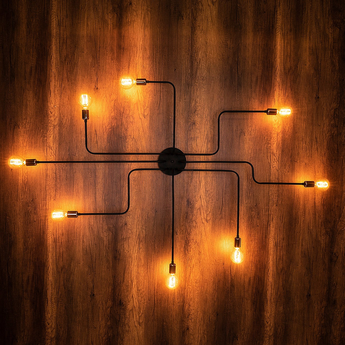 Hanging lamps - Hanging lamp 8 - lights XL Black Metal Striker - Dimehouse