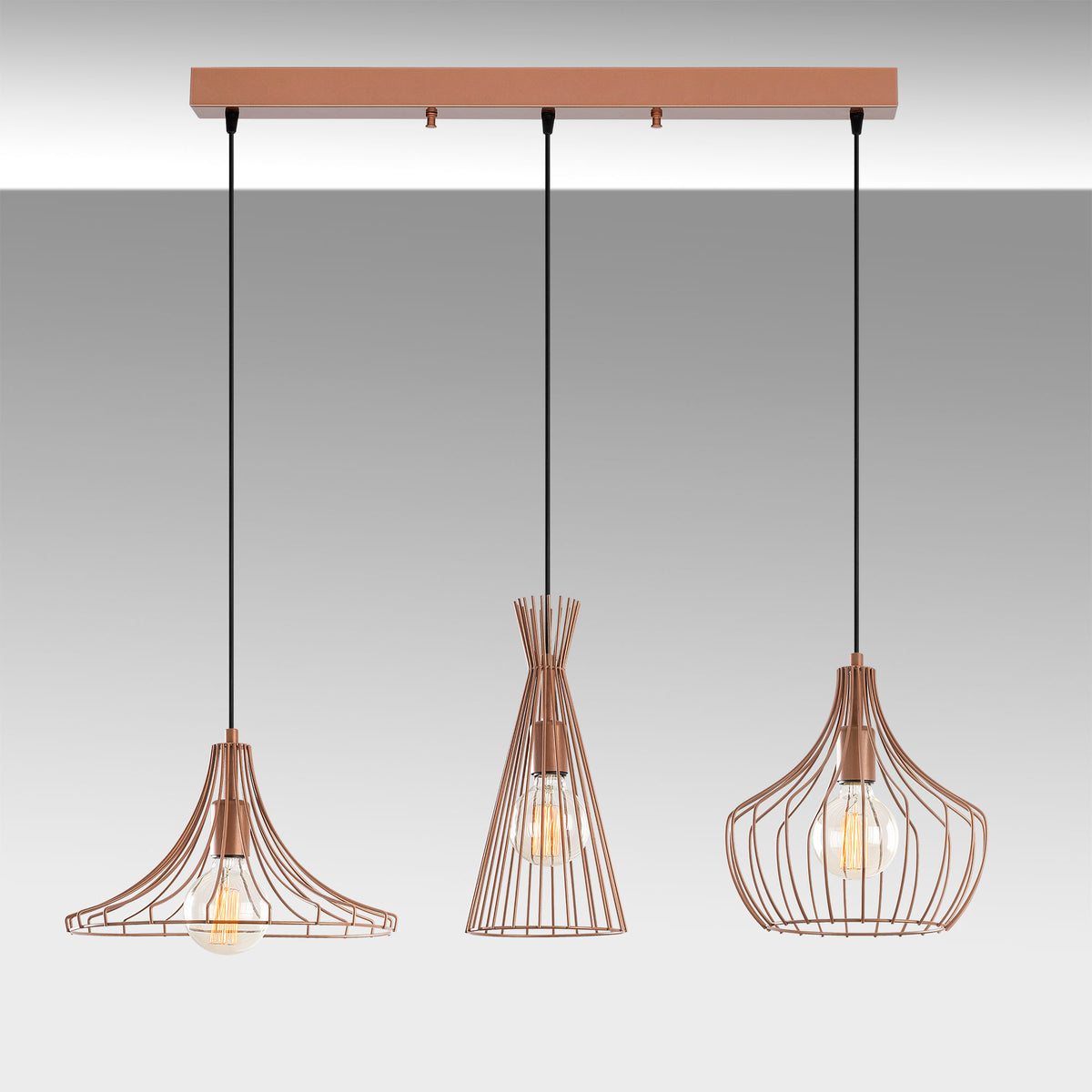 Hanging lamps - Hanging lamp 3 - lights Copper-colored Metal Evermere - Dimehouse