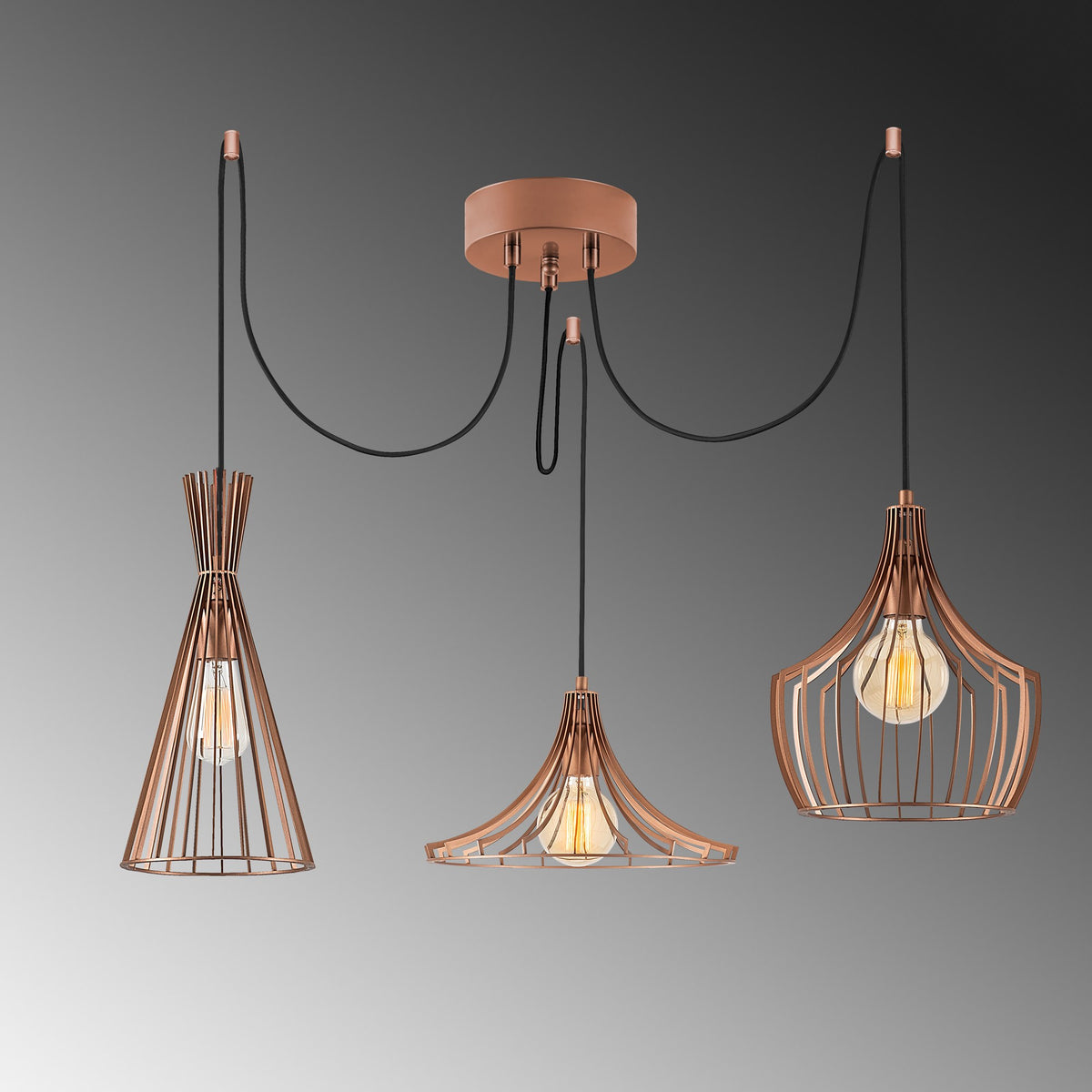 Hanging lamps - Hanging lamp Copper-colored 3 - lights Metal Evermere - Dimehouse