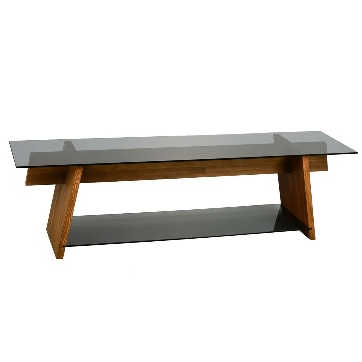 TV Furniture - TV Furniture Coral Walnut Black Glass 158x45x40 cm - Dimehouse