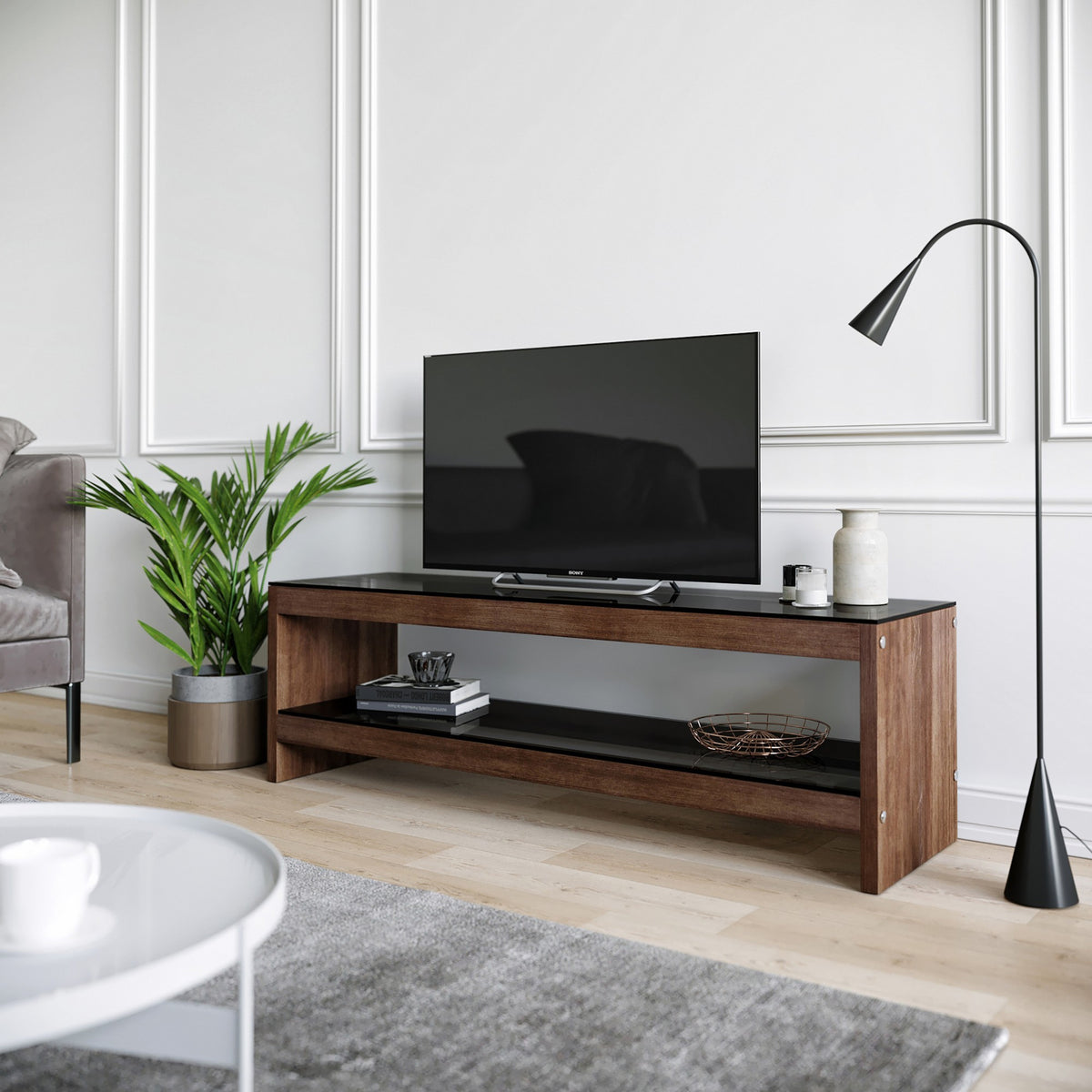 TV Furniture - TV Furniture Selene Walnut Pine Wood 140x45x40 cm - Dimehouse