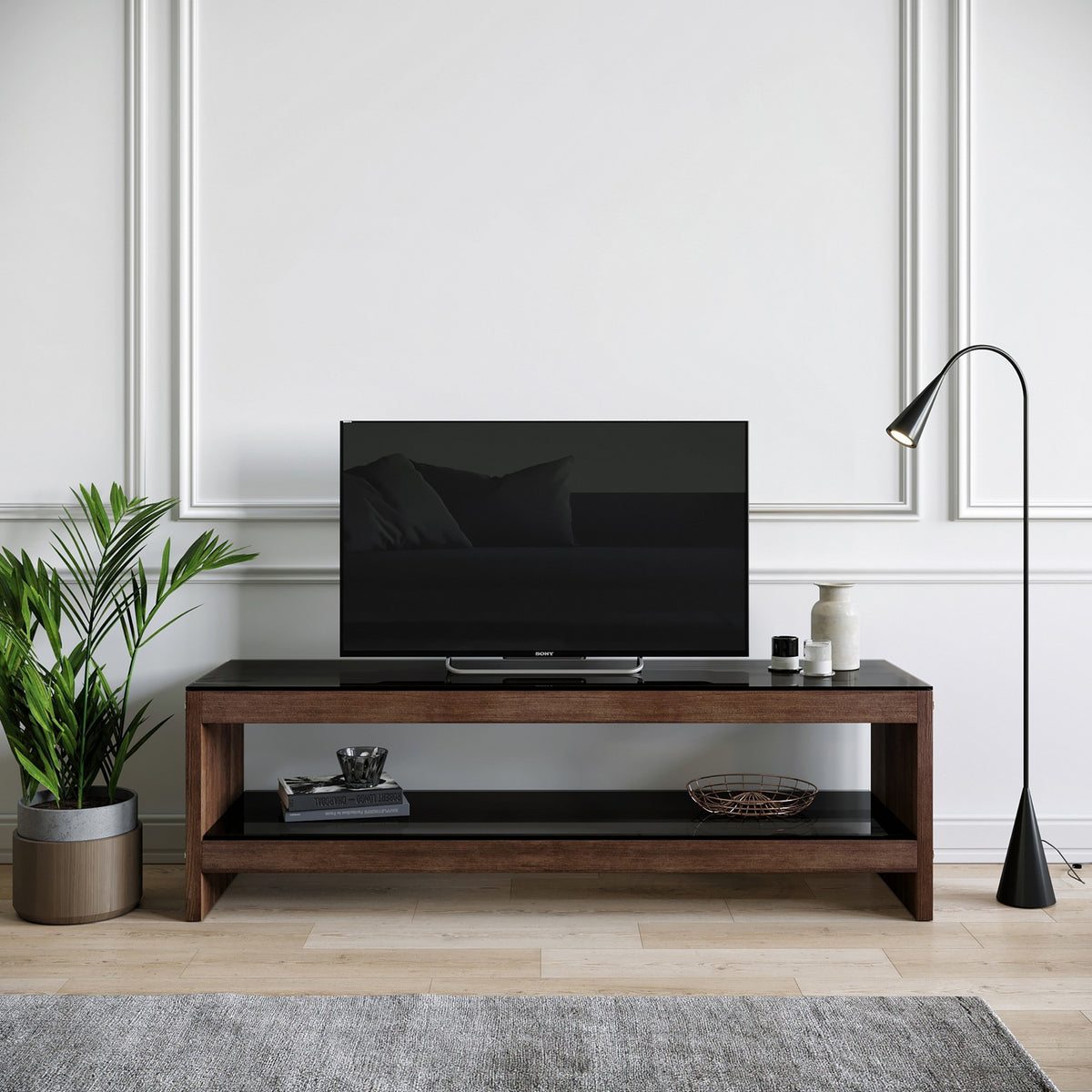 TV Furniture - TV Furniture Selene Walnut Pine Wood 140x45x40 cm - Dimehouse