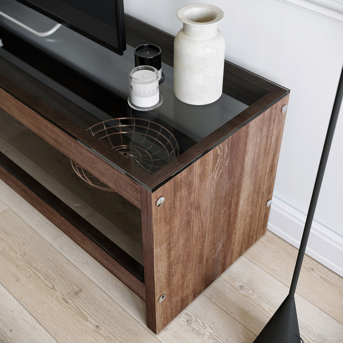 TV Furniture - TV Furniture Selene Walnut Pine Wood 140x45x40 cm - Dimehouse