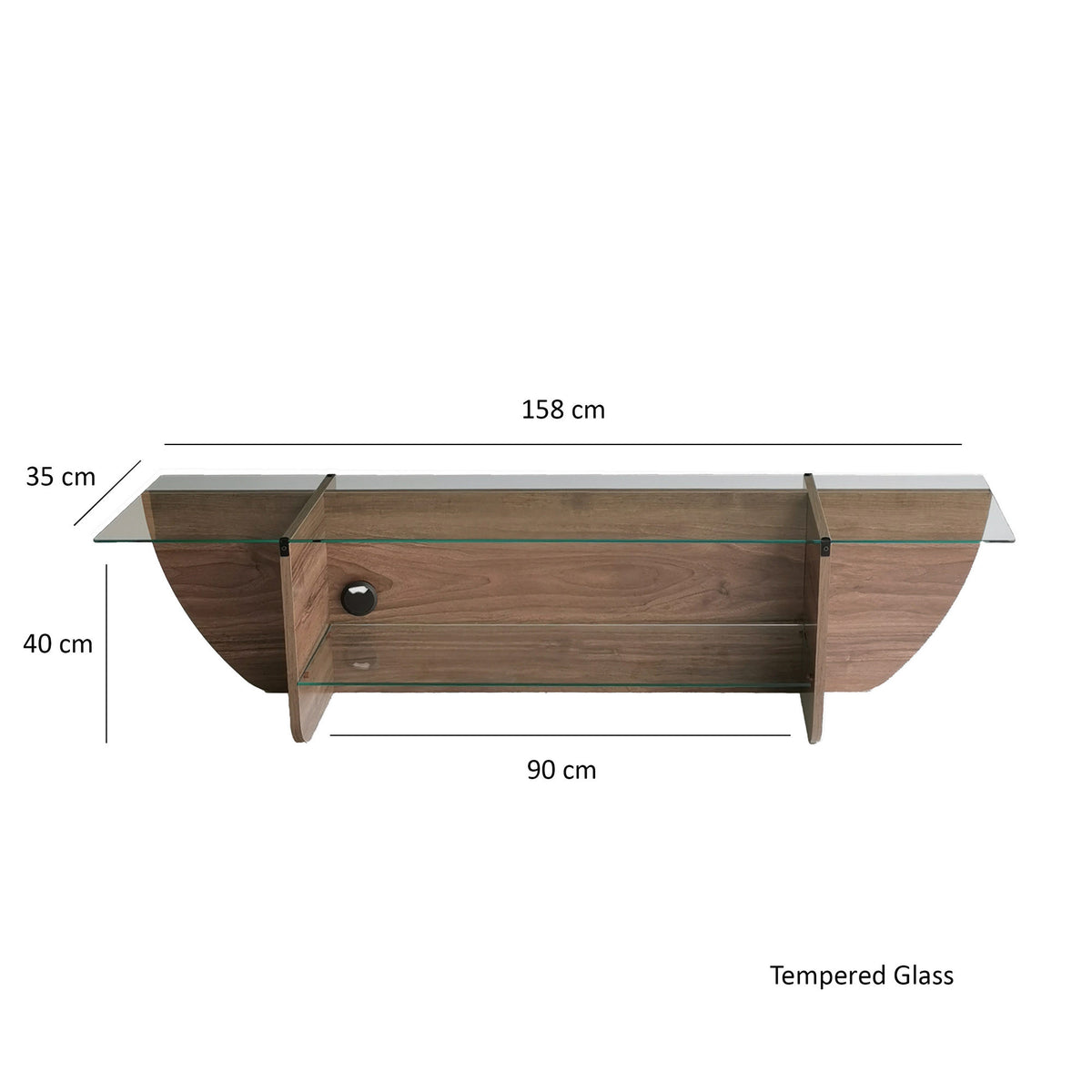 TV Furniture - TV Furniture Lily TV Walnut Glass 158x40x35 cm - Dimehouse