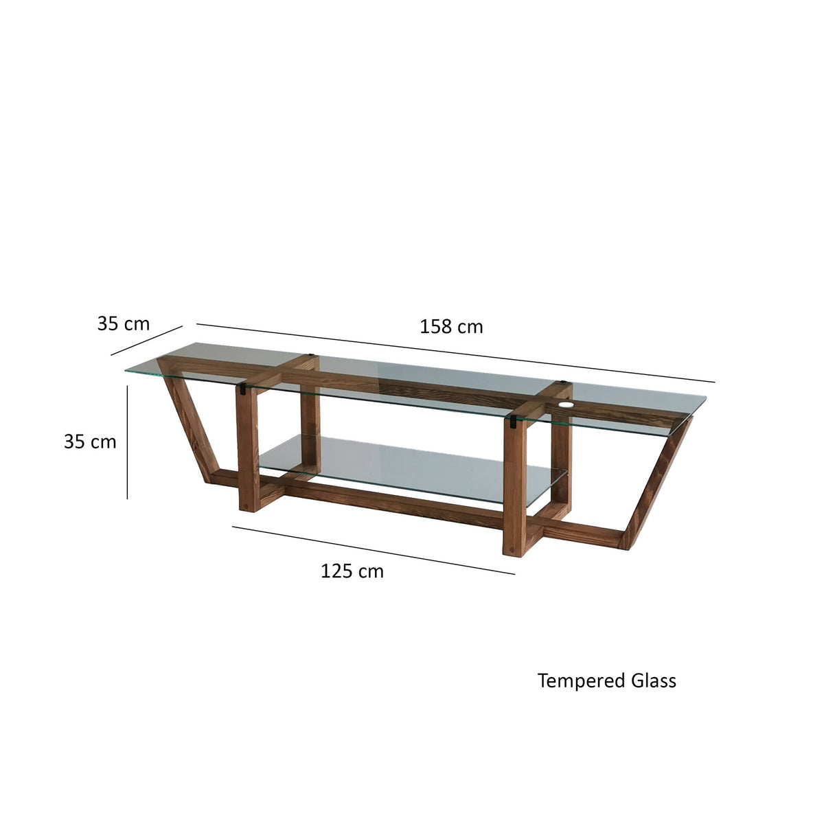 TV Furniture - TV Furniture Amaufi Walnut Glass 158x35x35 cm - Dimehouse
