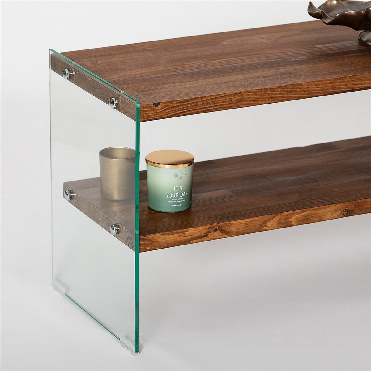 TV Furniture - TV Furniture Aqua Natural Glass 140x45x35 cm - Dimehouse