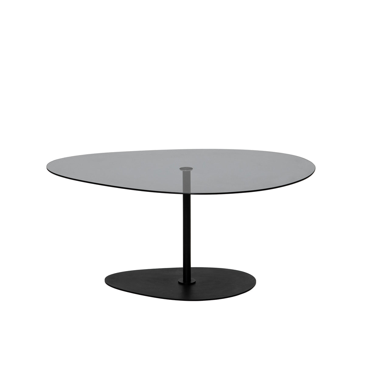Coffee Tables - Organic Design Coffee Table Tinted Glass Torpo - Black Metal Frame - Dimehouse