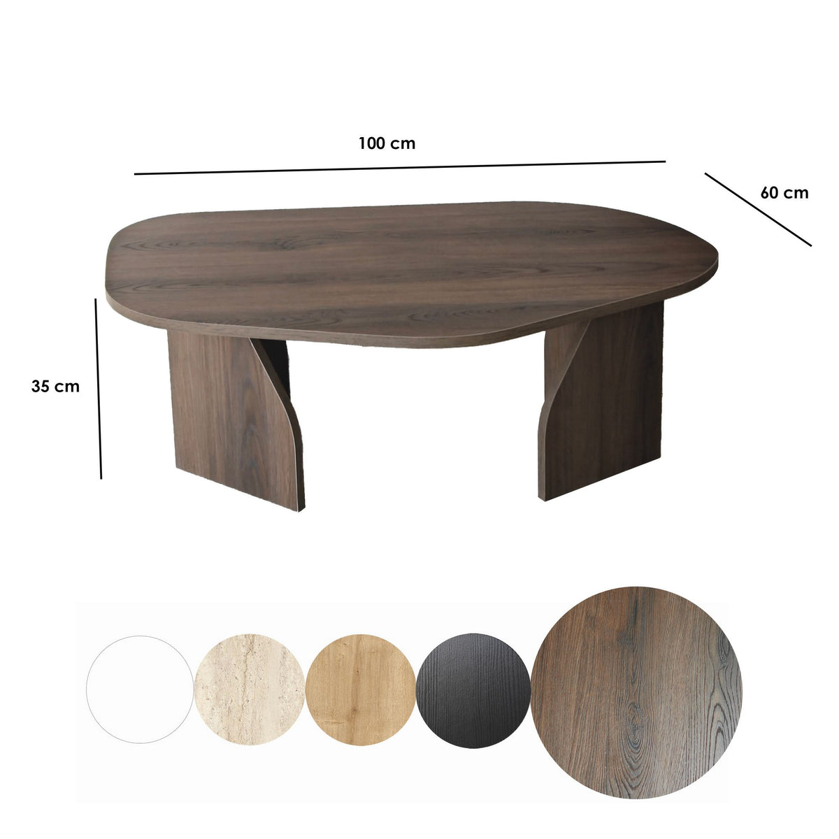 Coffee Tables - Organic Coffee Table Japandi Walnut Melamine Rack - 105x65 cm - Dimehouse