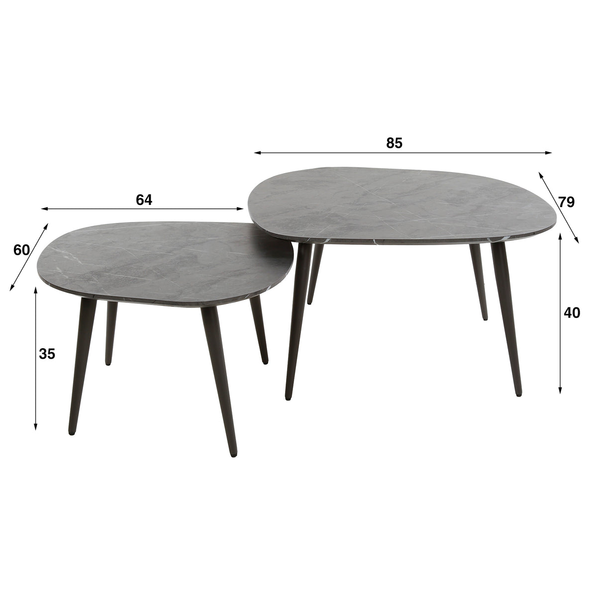 Coffee Tables - Organic Coffee Table Set of 2 Conner Ceramic Look Gray - Dimehouse