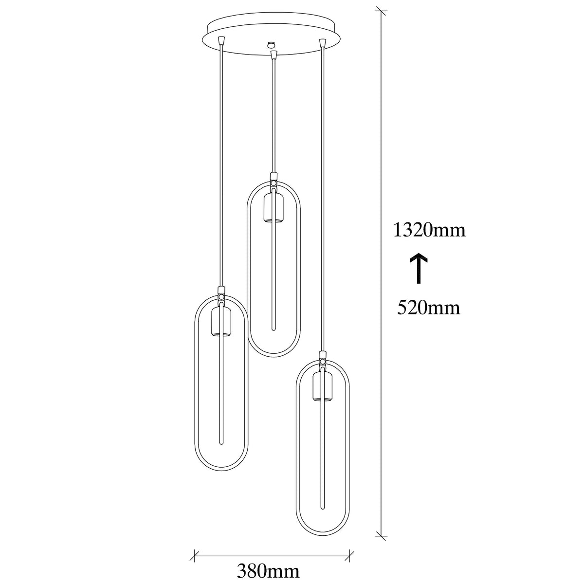 Hanging lamps - Hanging lamp 3 - lights Black Gold Metal Dune - Dimehouse