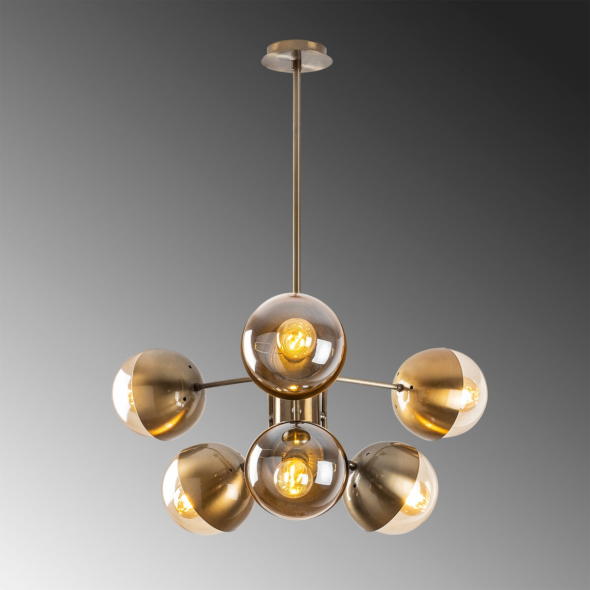 Hanging lamps - Hanging lamp 10 - light Bronze-colored Glass Carina - Dimehouse