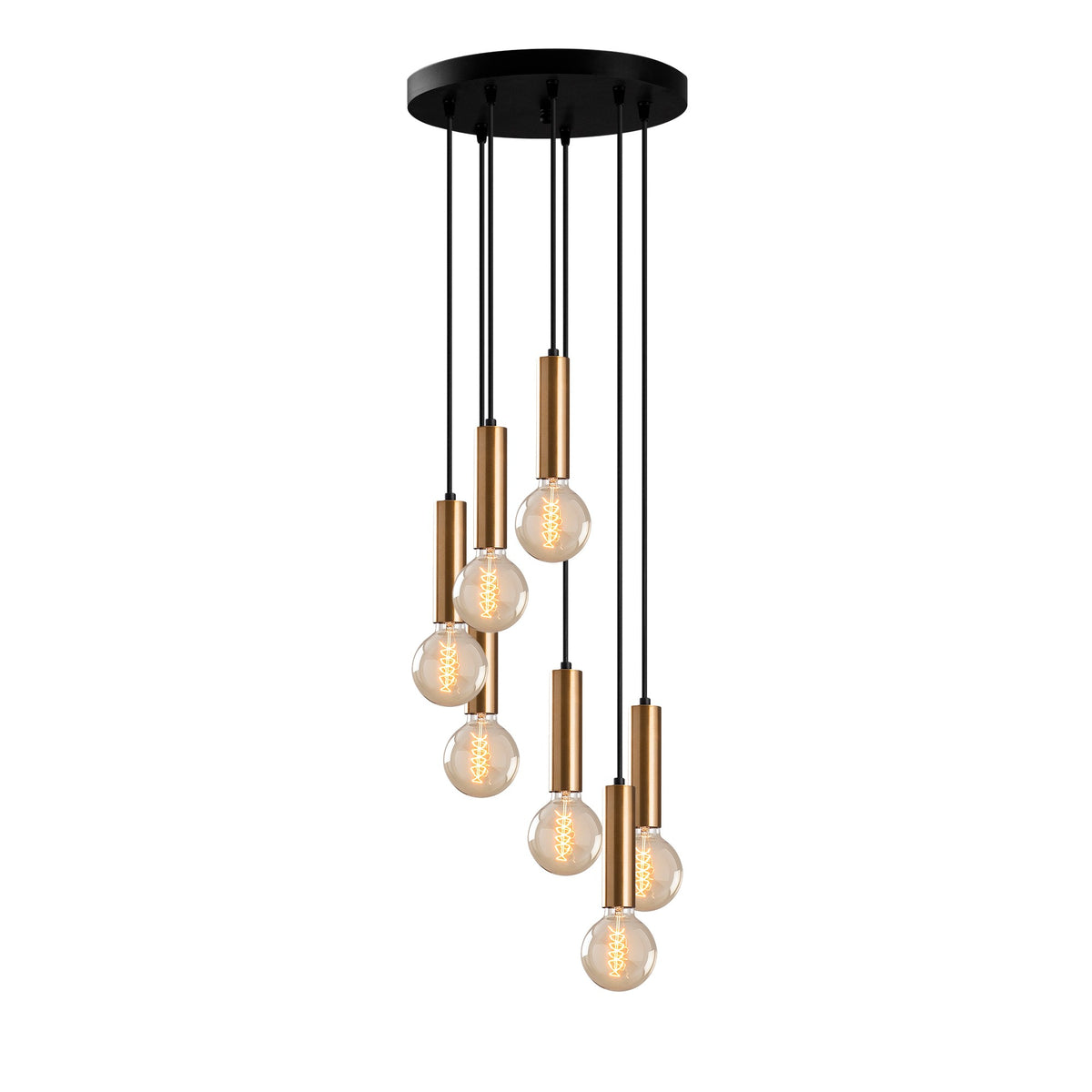 Hanging lamps - Hanging lamp 7 - light Stepped Bronze-coloured Metal Scarlet - Dimehouse