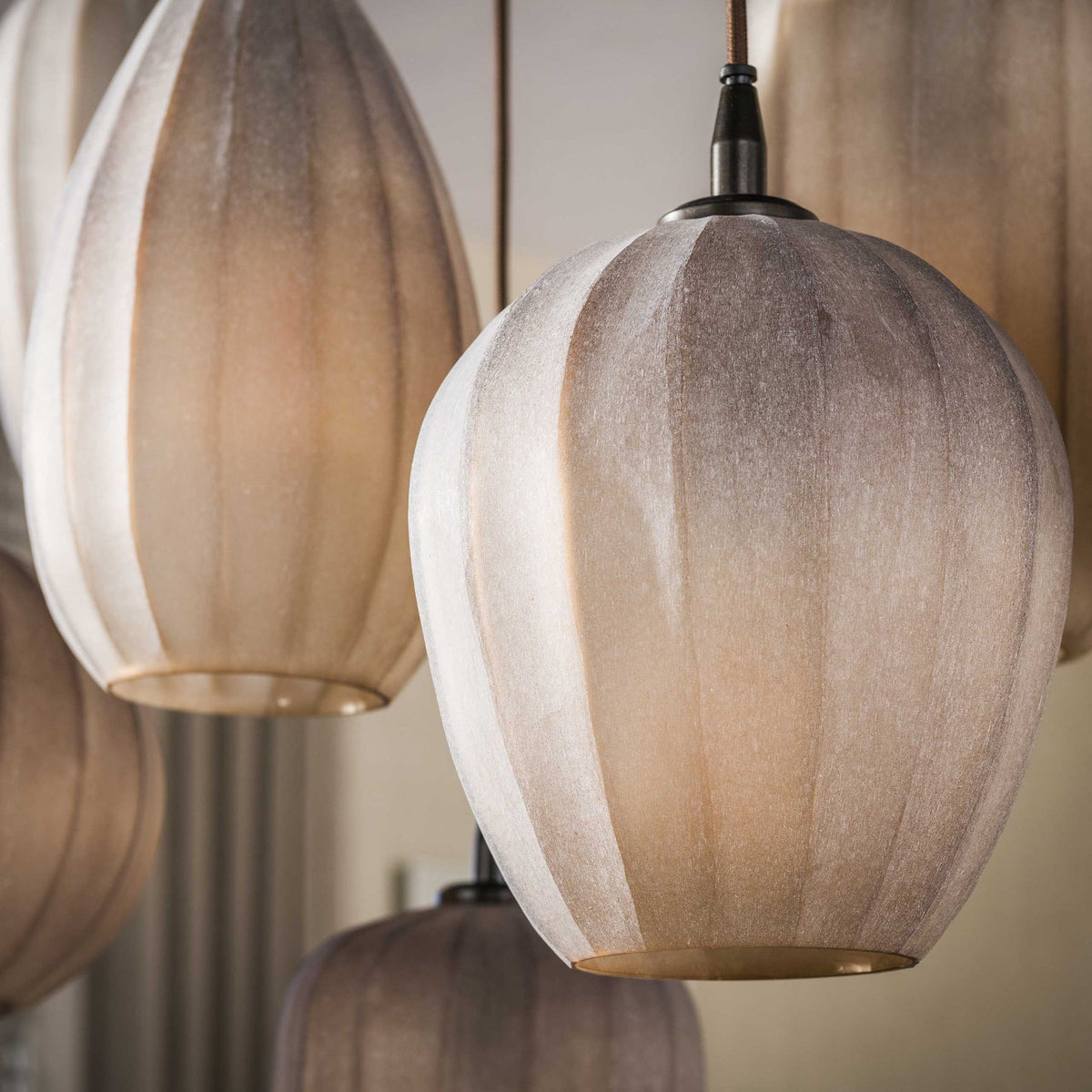 Hanging lamps - Hanging lamp 7 - light brown frosted glass Arda - Dimehouse