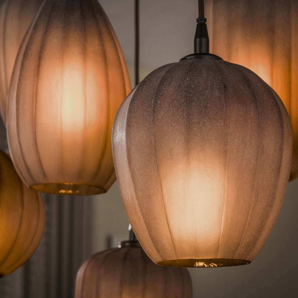 Hanging lamps - Hanging lamp 7 - light brown frosted glass Arda - Dimehouse
