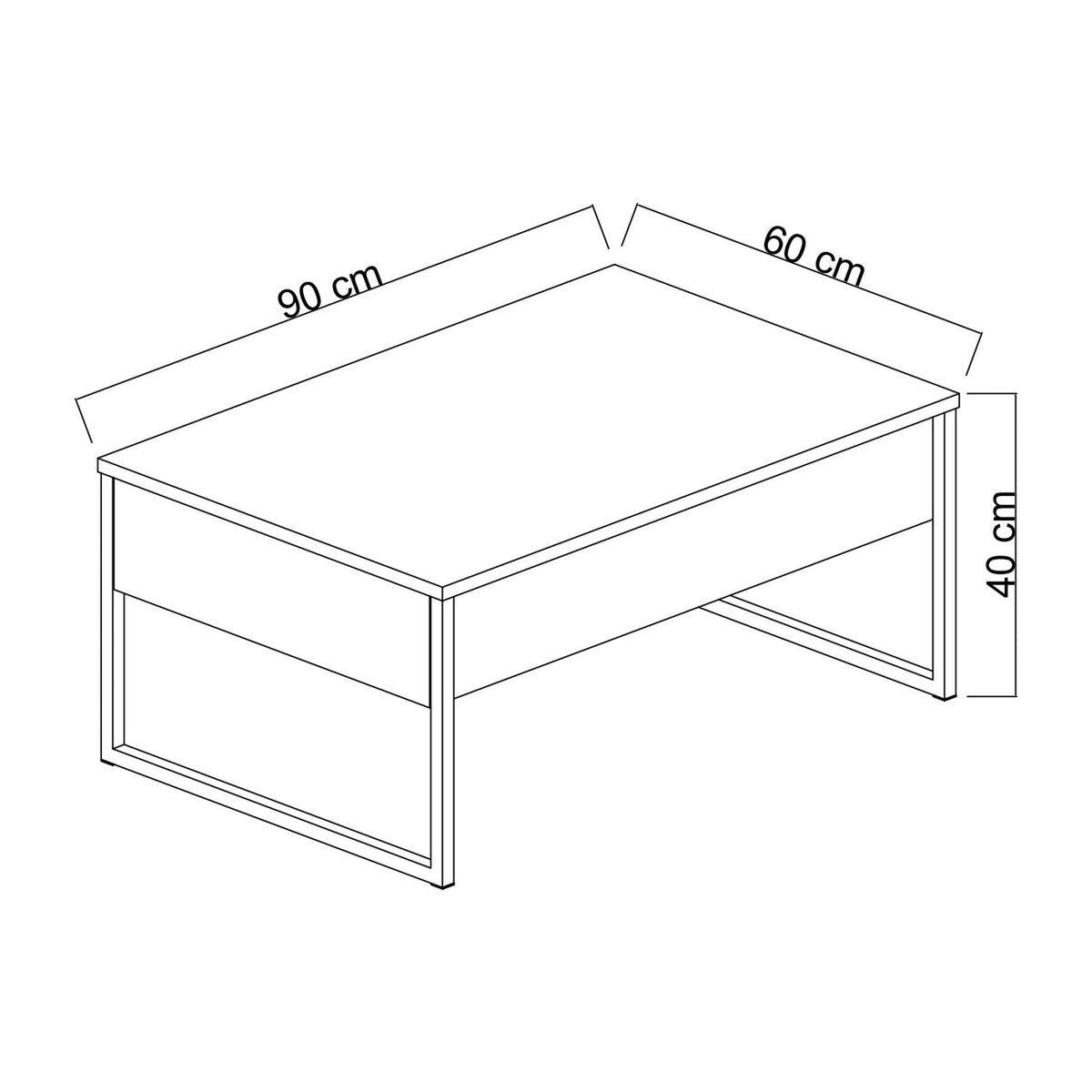 Coffee Tables - Rectangular Coffee Table White Luxury 90x60 - Black Frame - Dimehouse