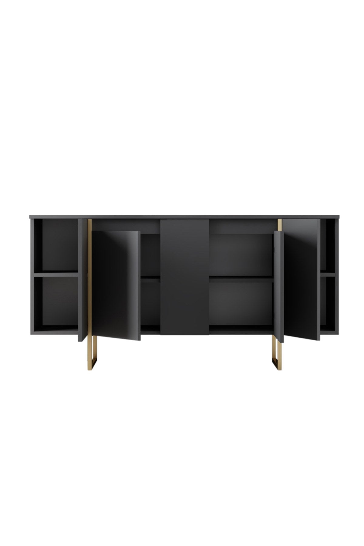 Sideboards - Modern Sideboard Anthracite Luxury 160x80x35 - Golden Frame - Dimehouse