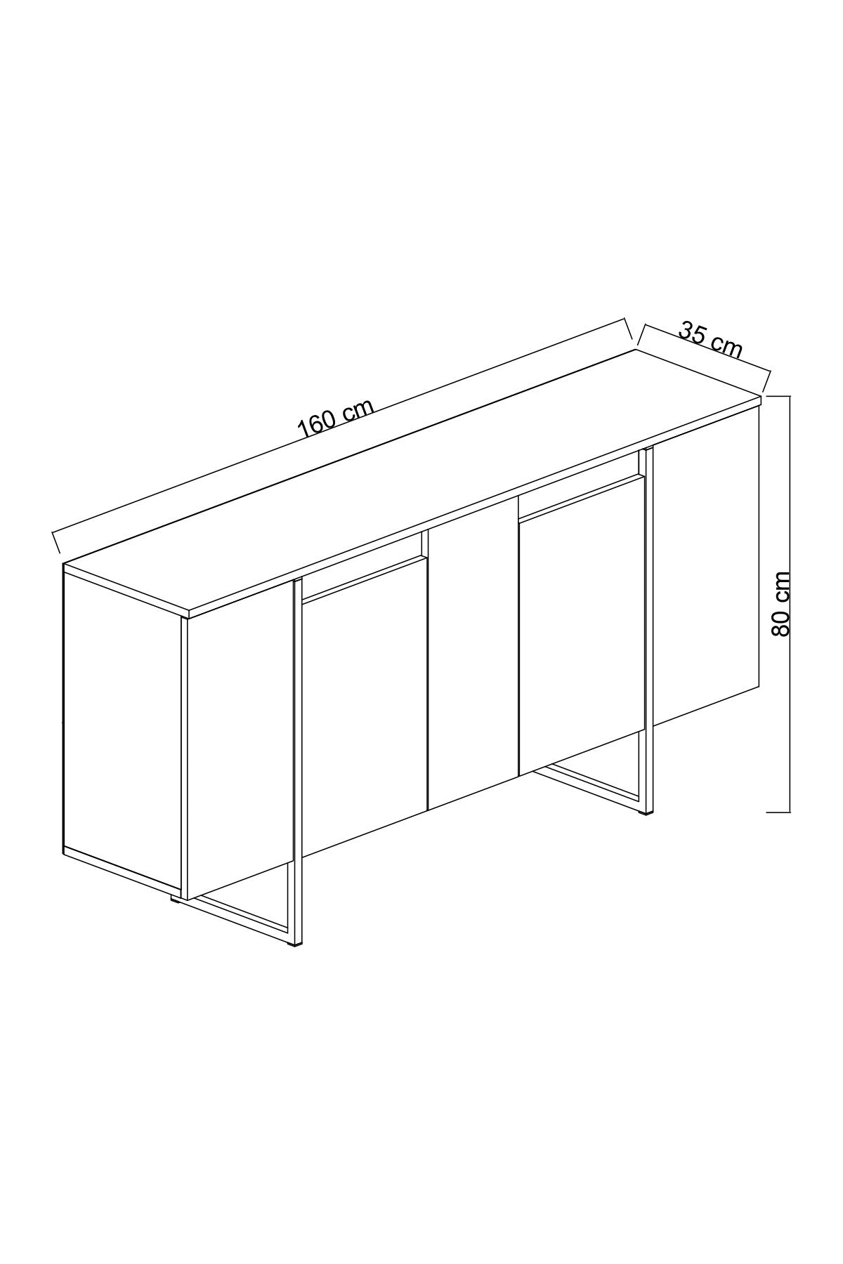 Sideboards - Modern Sideboard Anthracite Luxury 160x80x35 - Golden Frame - Dimehouse