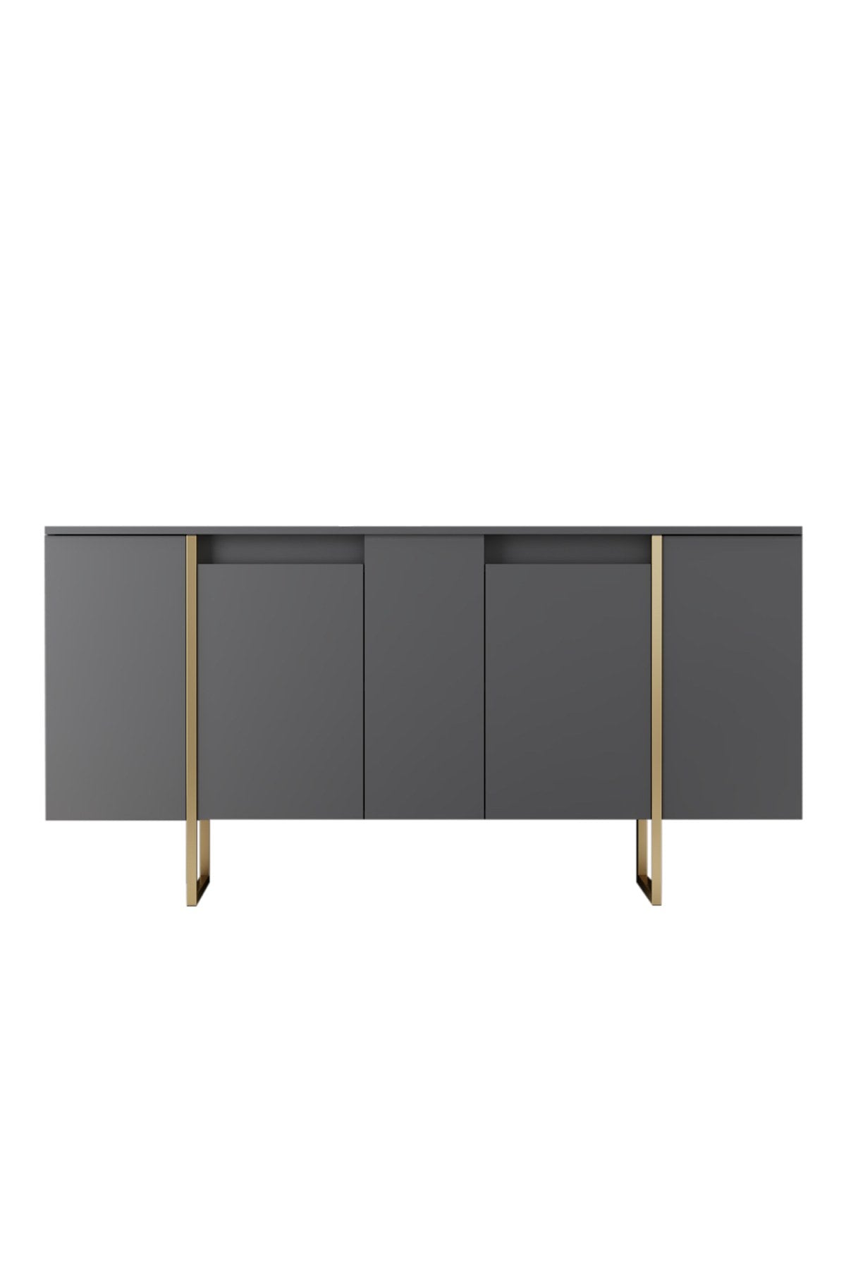 Sideboards - Modern Sideboard Anthracite Luxury 160x80x35 - Golden Frame - Dimehouse
