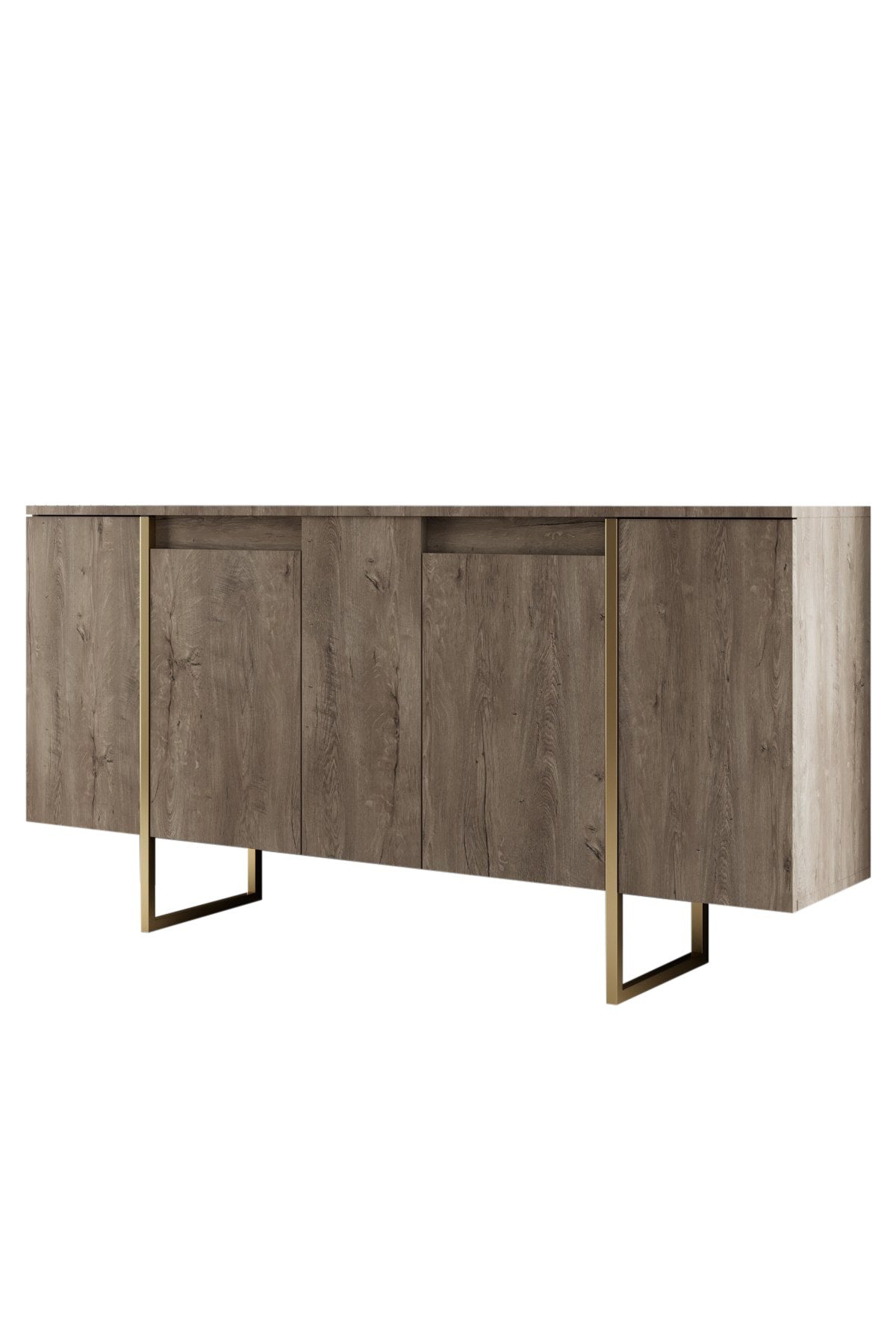Furniture Sets - Furniture Set Walnut Luxury - Coffee Table + TV Furniture + Sideboard - Golden Frame - Dimehouse