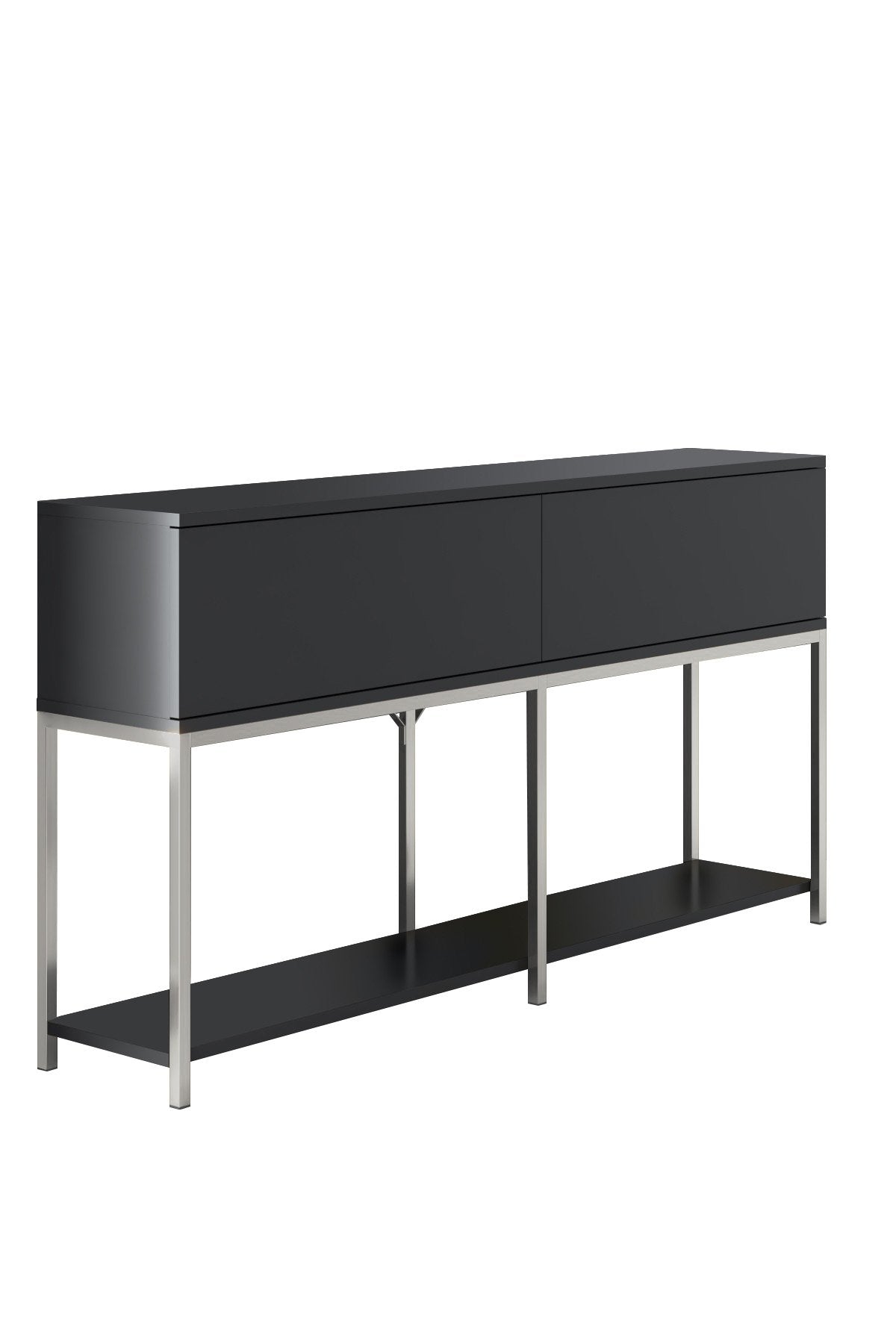 Sideboards - Modern Sideboard Anthracite Lord 150x30x80 - Silver Frame - Two Compartments - Dimehouse