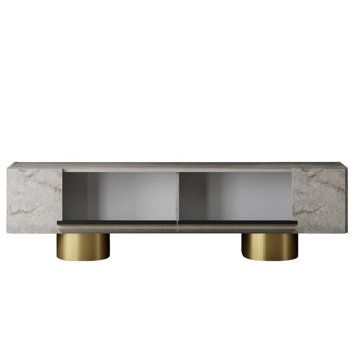 TV Furniture - TV Furniture Travertine Bohem 180x50x30 - Golden Frame - Dimehouse