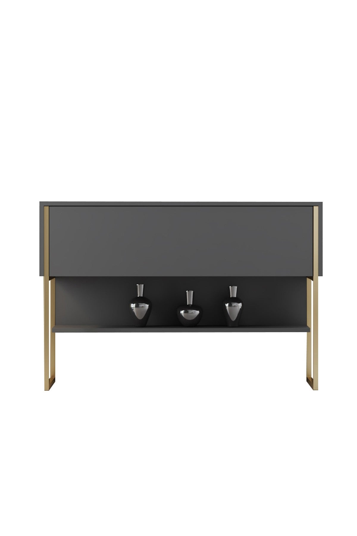 Sideboards - Modern Sideboard Anthracite Luxury 120x80x30 - Golden Frame - One Compartment - Dimehouse