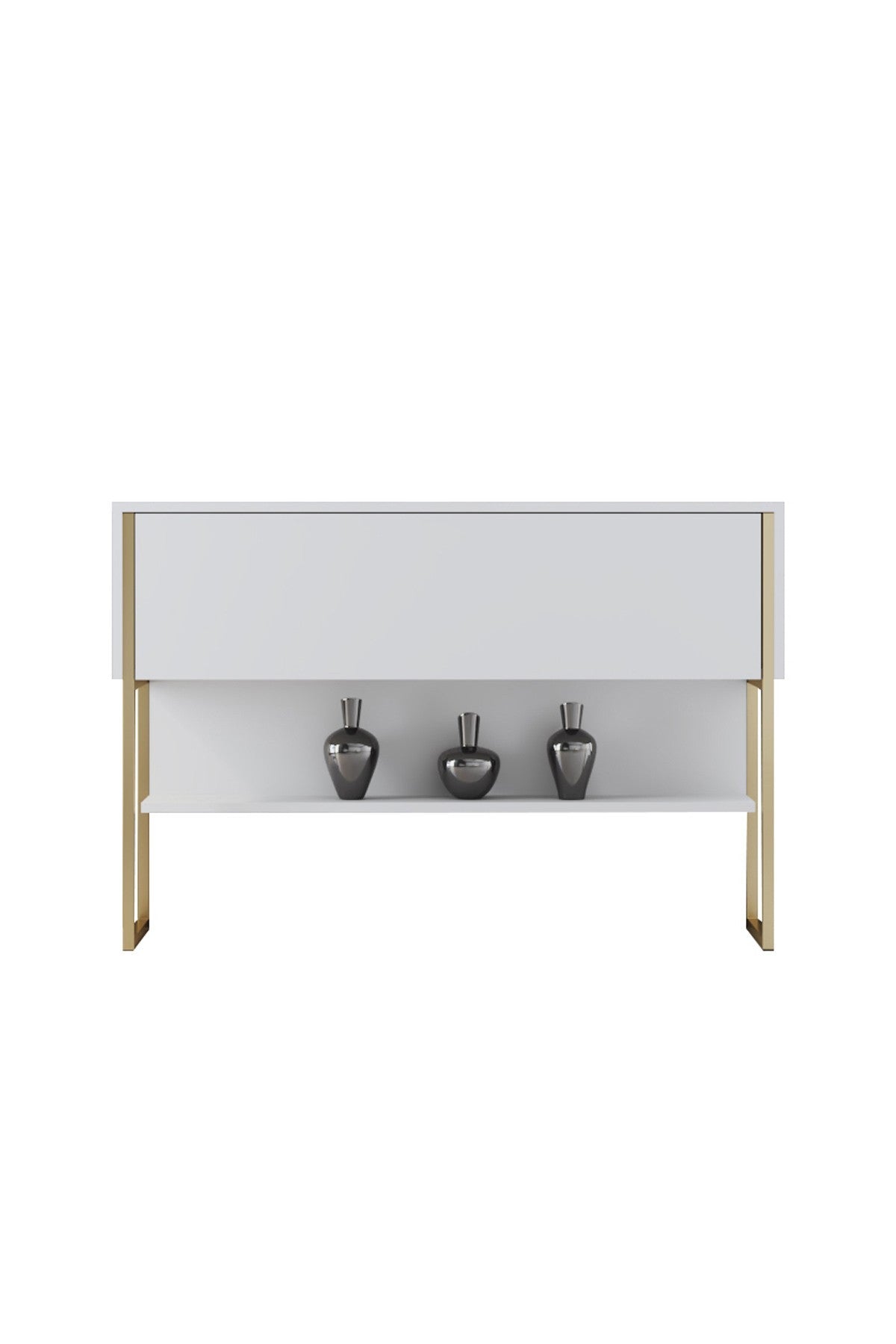 Sideboards - Modern Sideboard White Luxury 120x80x30 - Golden Frame - One Compartment - Dimehouse