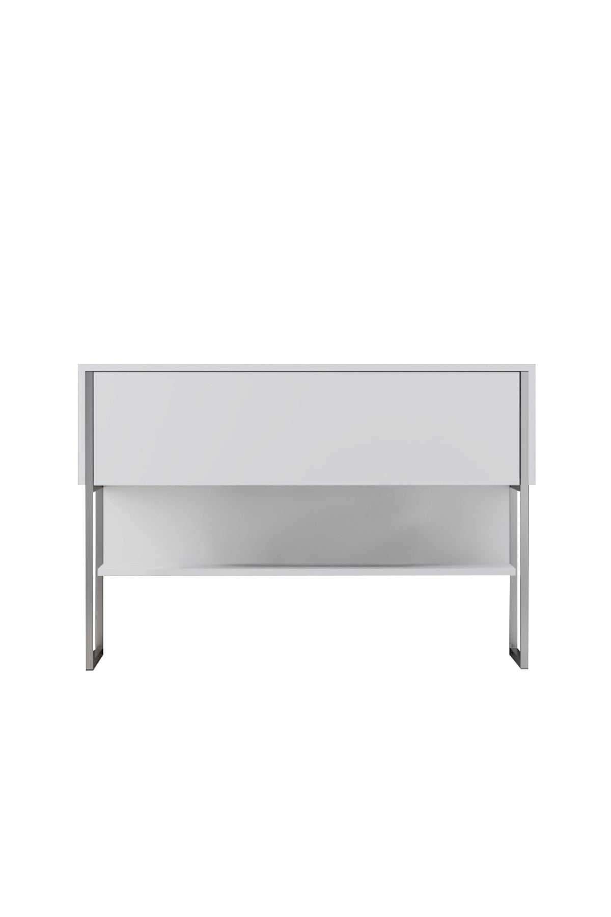Sideboards - Modern Sideboard White Luxury 120x80x30 - Silver Frame - One Compartment - Dimehouse