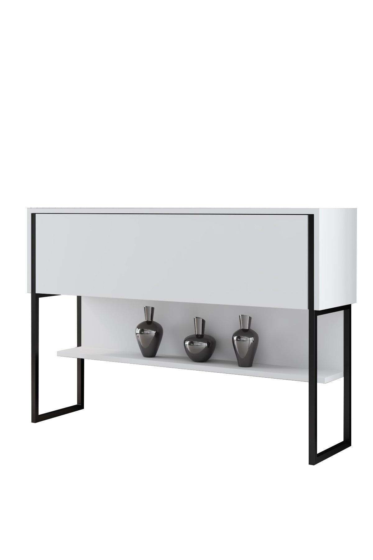 Sideboards - Modern Sideboard White Luxury 120x80x30 - Black Frame - One Compartment - Dimehouse