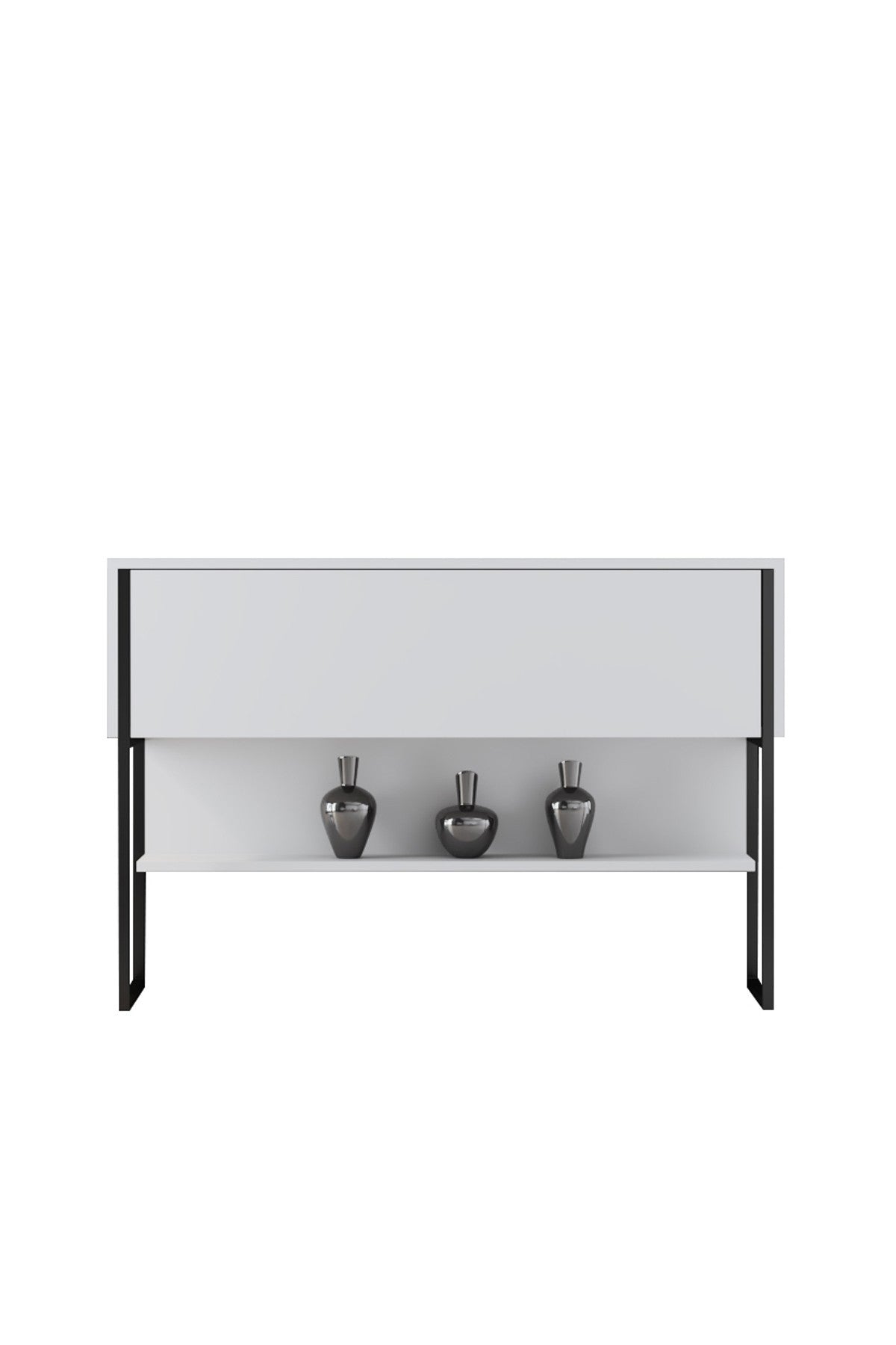 Sideboards - Modern Sideboard White Luxury 120x80x30 - Black Frame - One Compartment - Dimehouse