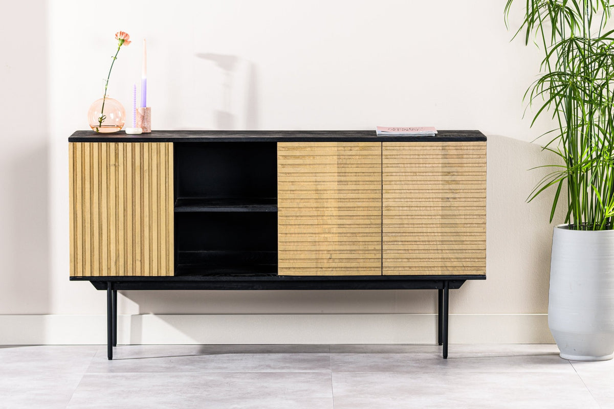 Sideboards - Sideboard Manu Mango wood black natural 160x40x86 cm - Dimehouse