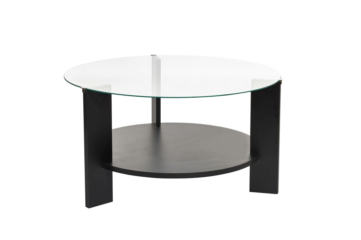 Coffee tables - Round coffee table black melamine transparent glass Ø75 cm - Cairo - Dimehouse