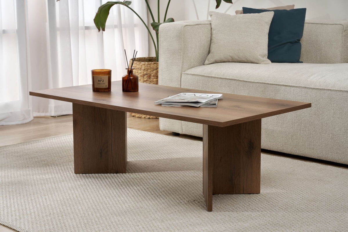 Coffee tables - Rectangular coffee table walnut melamine Sabin 119x60 cm - Dimehouse