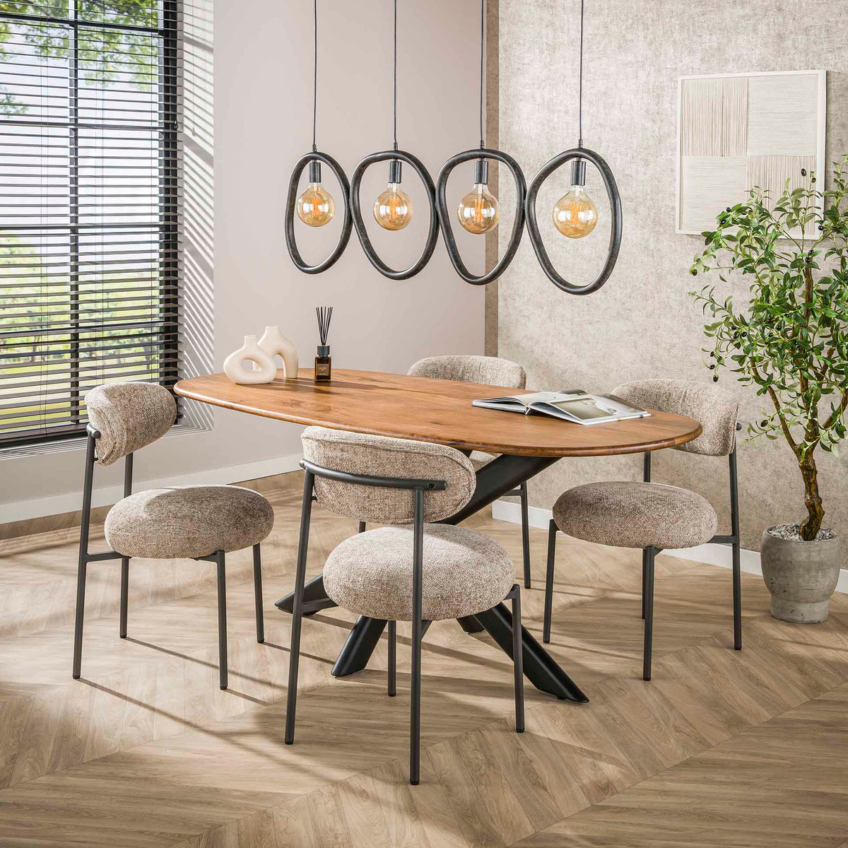 Hanging lamps - Hanging lamp Nova 4 - light Black Metal 140 cm - Dimehouse