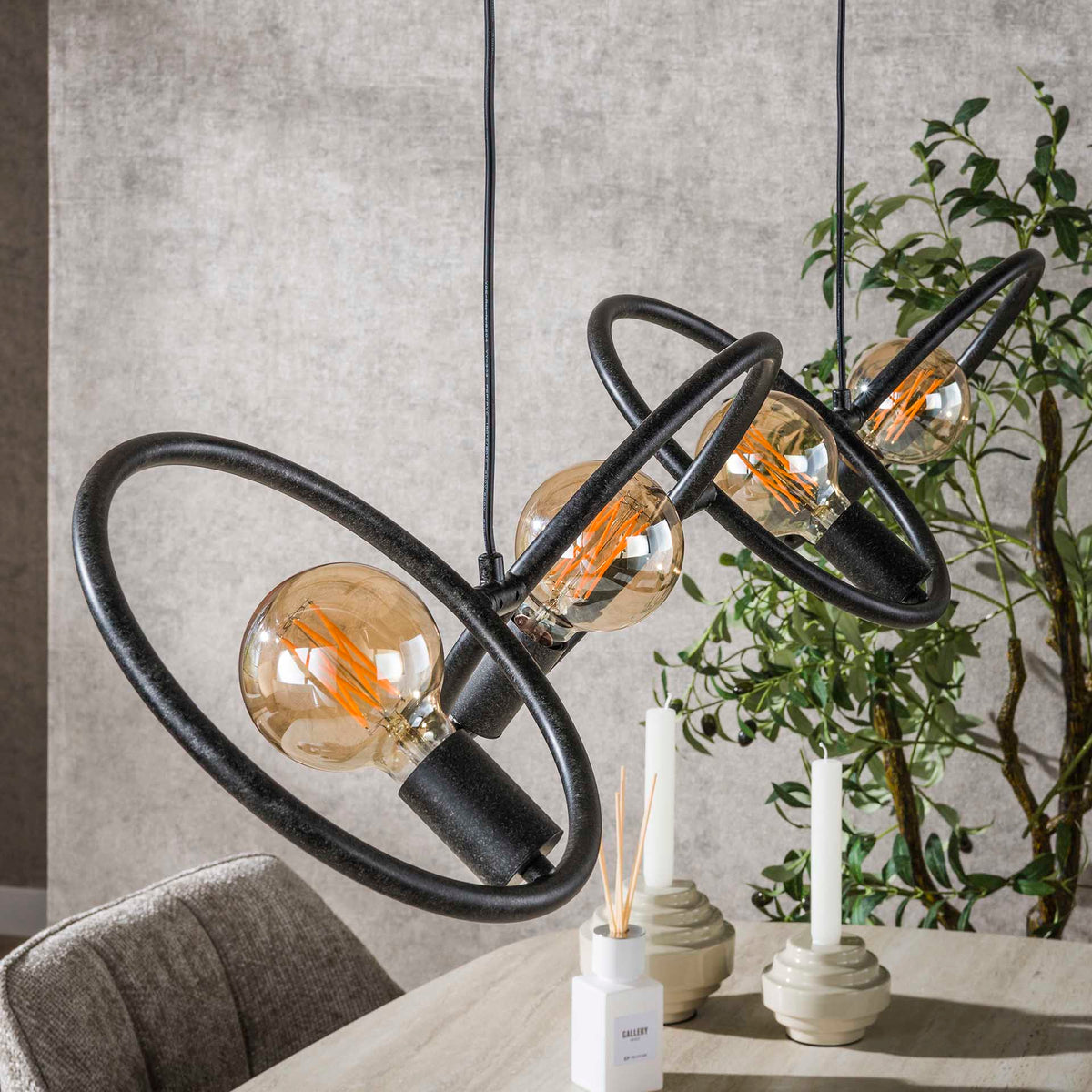 Hanging lamps - Industrial hanging lamp Liva 4 - light black metal - Dimehouse