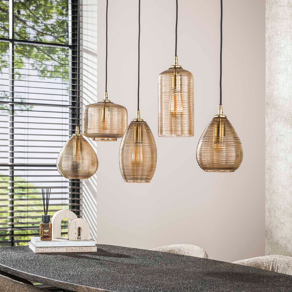 Hanging lamps - Hanging lamp Axis 5 - light smoked glass brown horizontal - Dimehouse