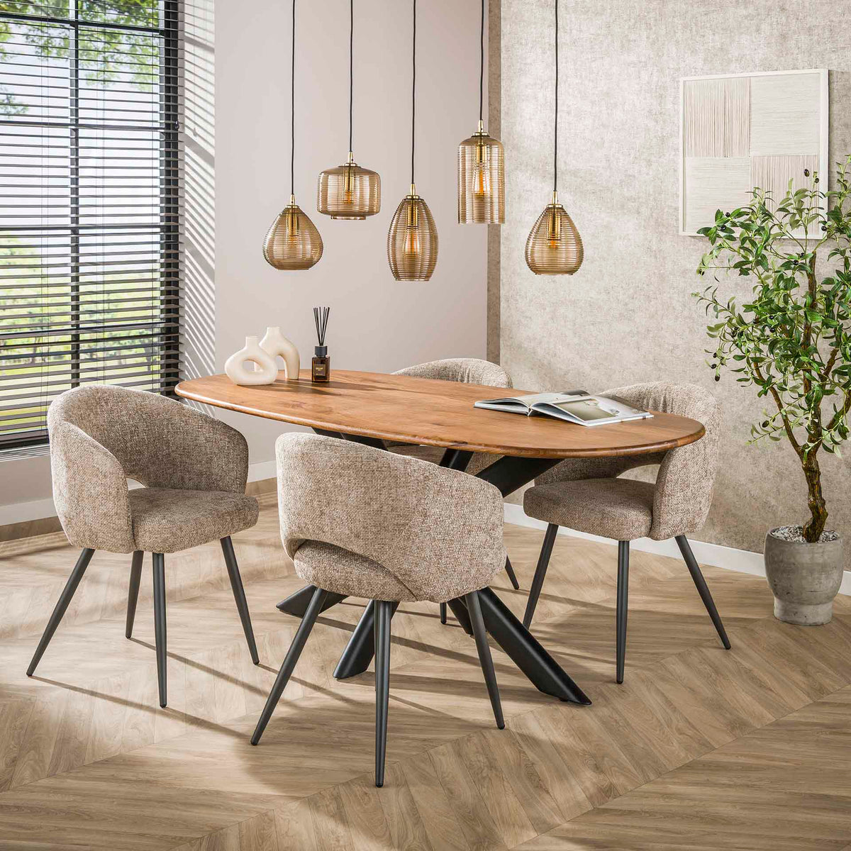 Hanging lamps - Hanging lamp Axis 5 - light smoked glass brown horizontal - Dimehouse