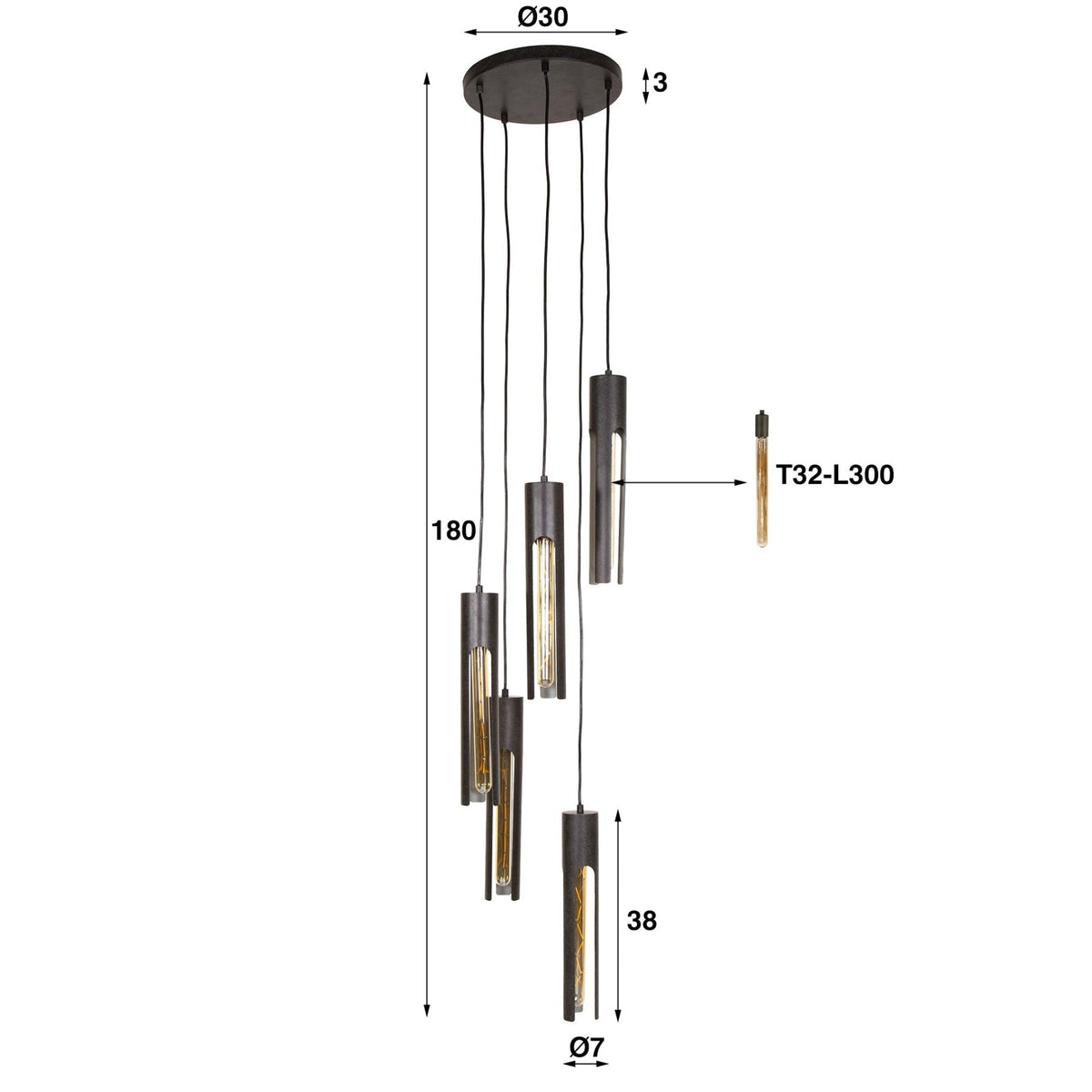 Hanging lamps - Hanging lamp Judy 5 - slightly stepped black - Dimehouse